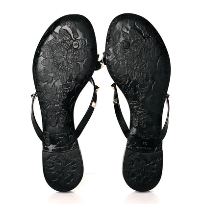 Valentino Garavani PVC Jelly Rockstud Bow Thong Sandals 40 Black 5 of 9