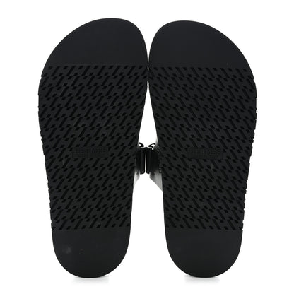 Hermes Calfskin Mens Chypre Sandals 39 Black 5 of 9