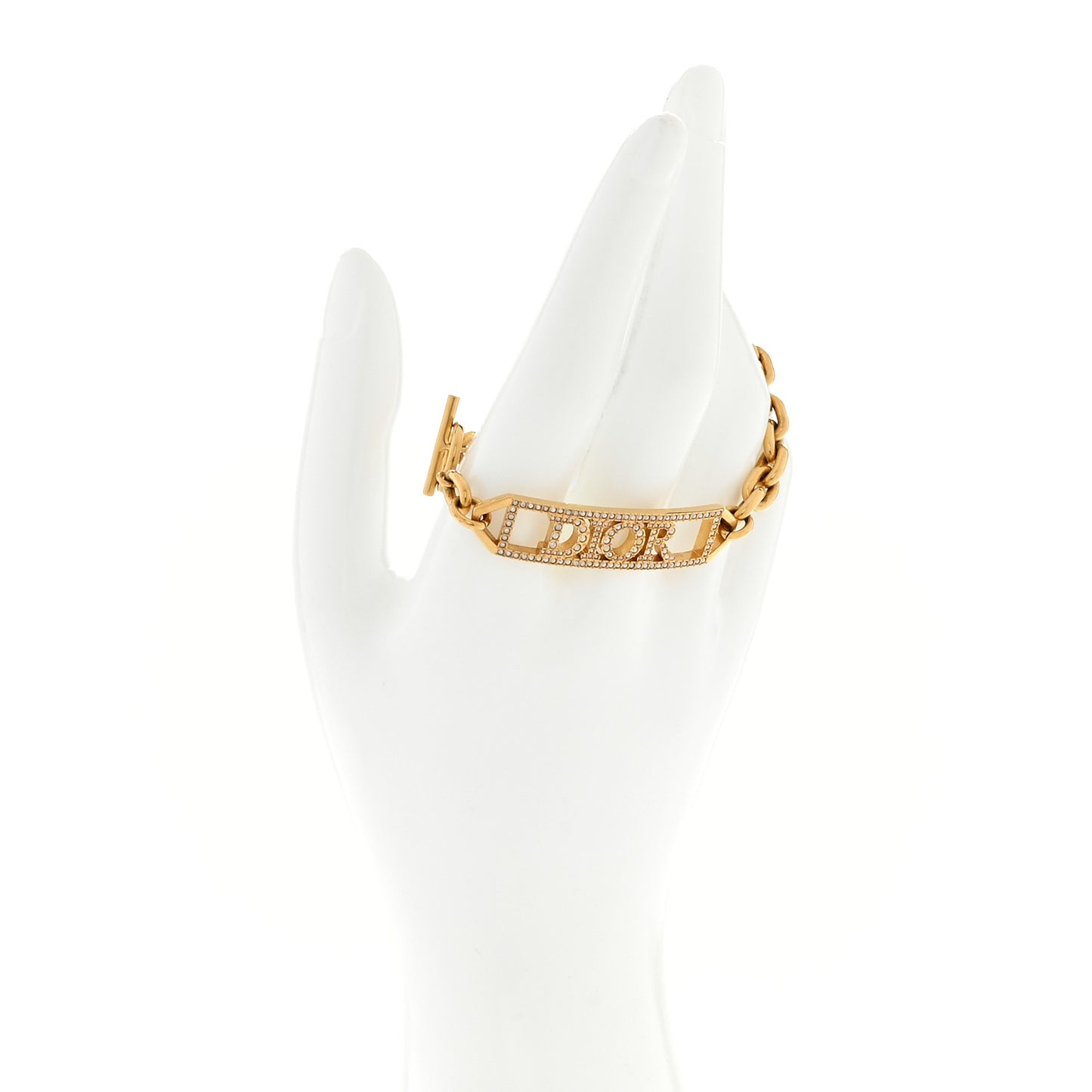 Metal Crystal Logo Dio(r)evolution Bracelet Gold