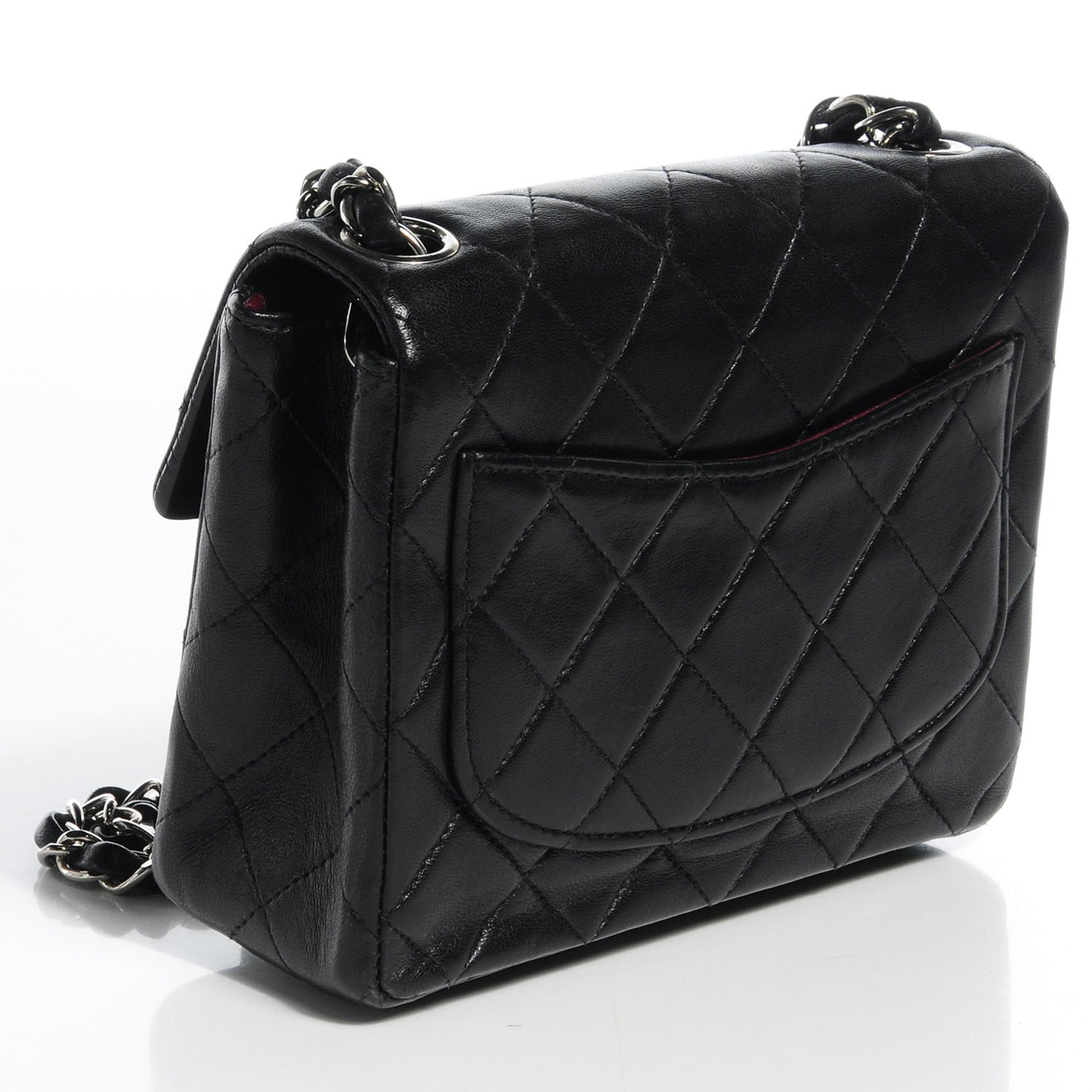 Lambskin Quilted Mini Square Flap Black