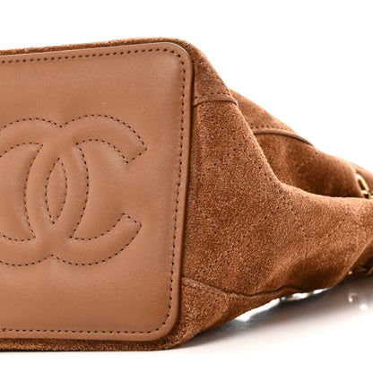 Chanel Suede Quilted Bucket Bag With Chain Camel 10 of 11