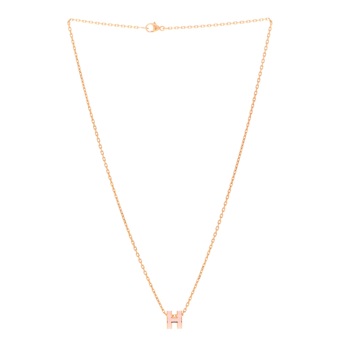 Lacquered Rose Gold Mini Pop H Pendant Necklace Rose Dragee