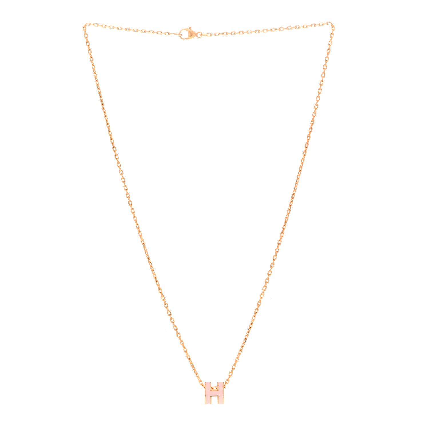 Hermes Lacquered Rose Gold Mini Pop H Pendant Necklace Rose Dragee 3 of 7