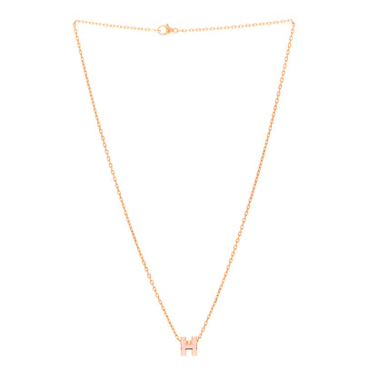 Hermes Lacquered Rose Gold Mini Pop H Pendant Necklace Rose Dragee 3 of 7