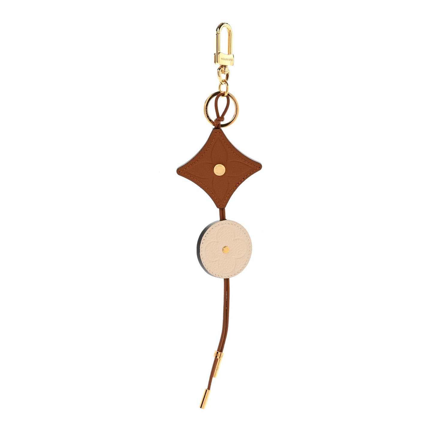 Taurillon Portocre Flower Tassel Bag Charm Key Holder Brown