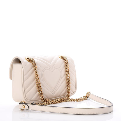 Gucci Calfskin Matelasse Mini GG Marmont Shoulder Bag White 3 of 7