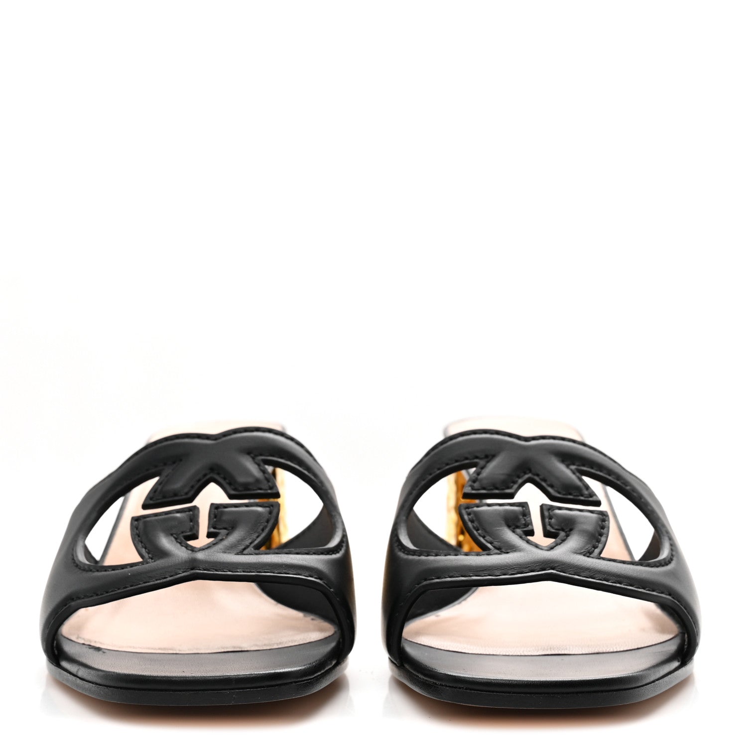 Gucci Cosmos Softy Calfskin Interlocking G Cut Out 55mm Slide Sandals 39 Black 3 of 8