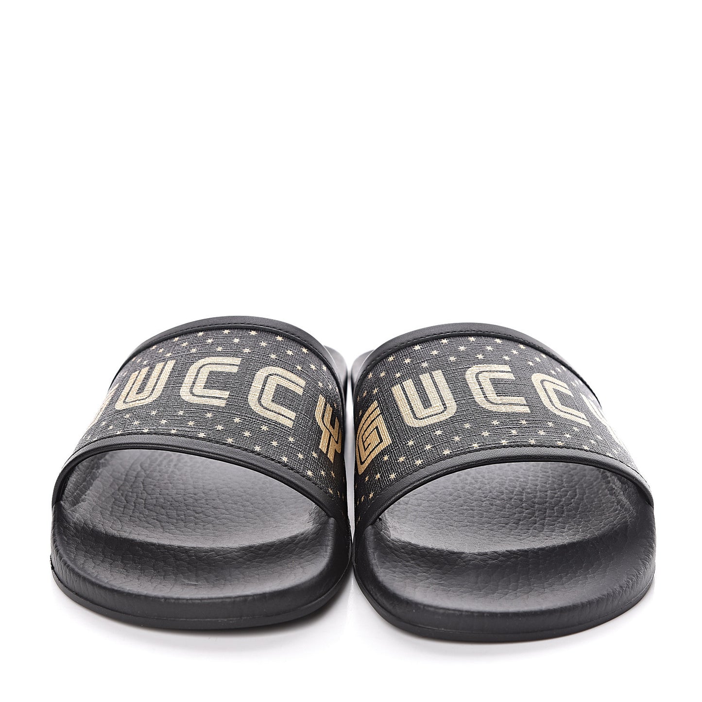 X SEGA Supreme Canvas GUCCY Stars Womens Slide Sandals 39 Black Gold