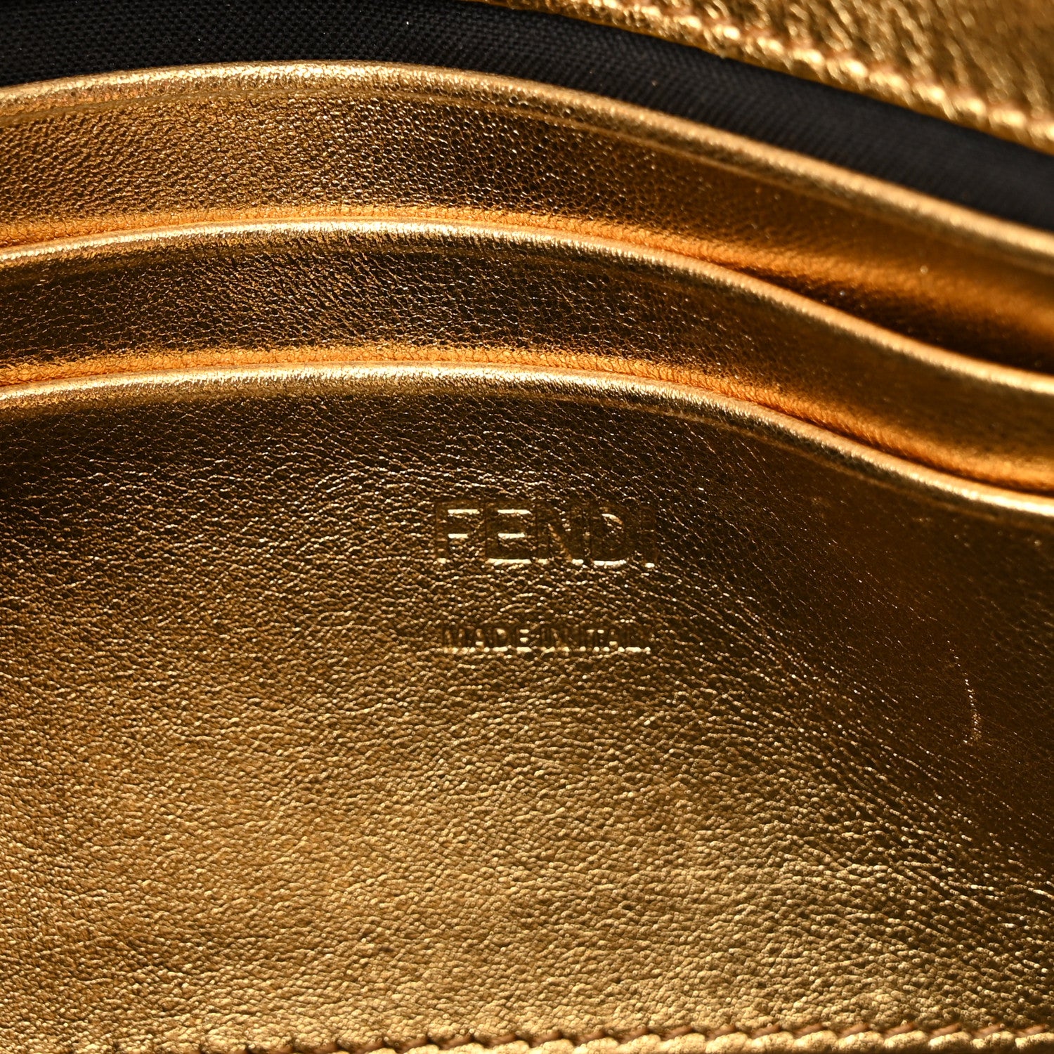 Fendi Vitello Catalan Mirror FF 1974 Embossed Mini Baguette Gold 6 of 11