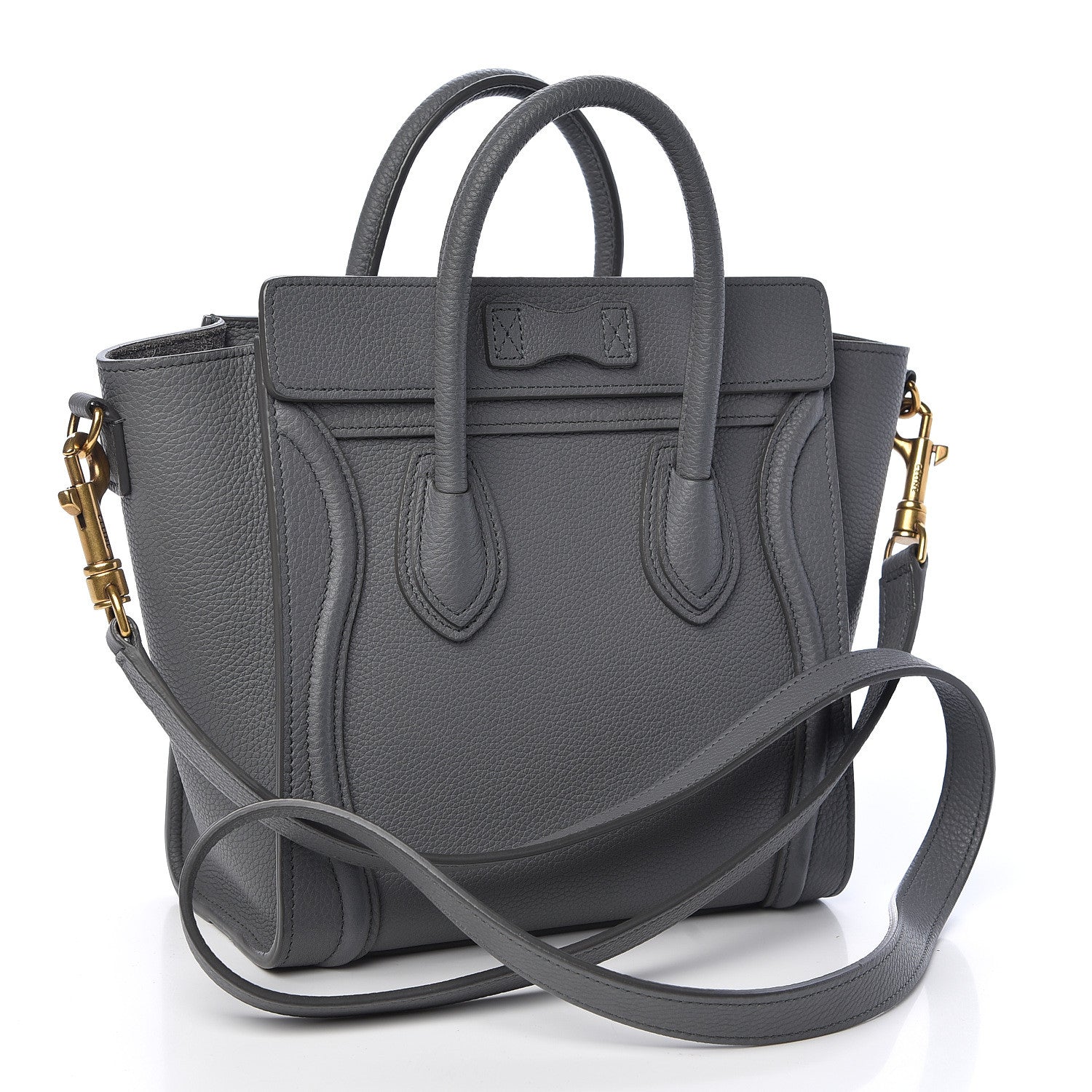 Celine Drummed Calfskin Nano Luggage Kohl 3 of 10
