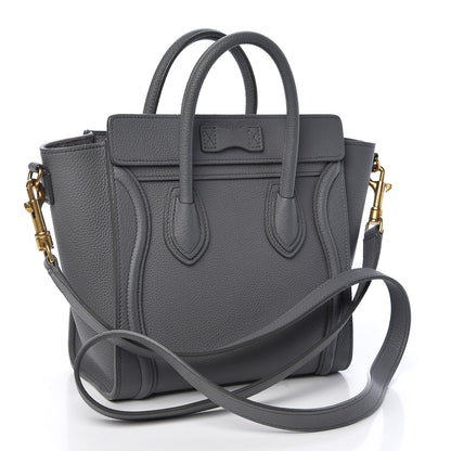 Celine Drummed Calfskin Nano Luggage Kohl 3 of 10