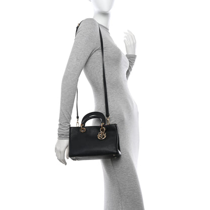 Christian Dior CHRISTIAN DIOR Bullcalf Small Diorissimo Tote Black Rose Indien 2 of 10