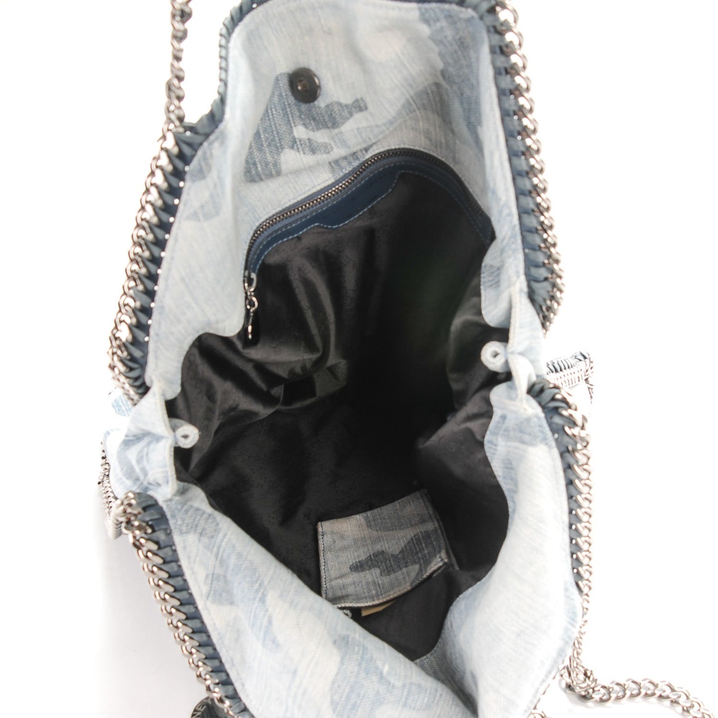 Denim Camo Print Big Falabella Tote Pale Blue