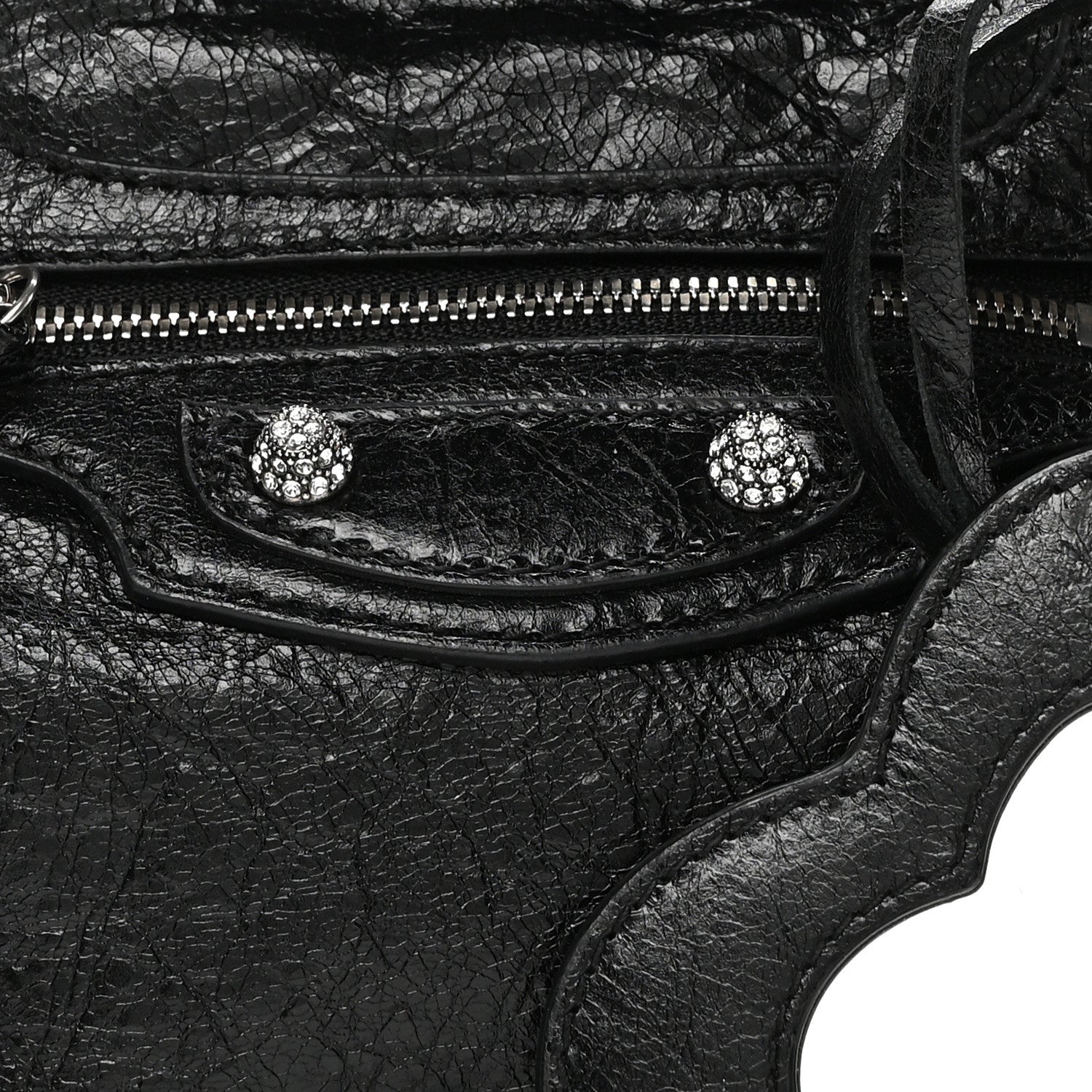 Balenciaga Agneau Arena Crystal Neo Cagole Handbag XS Black 8 of 10