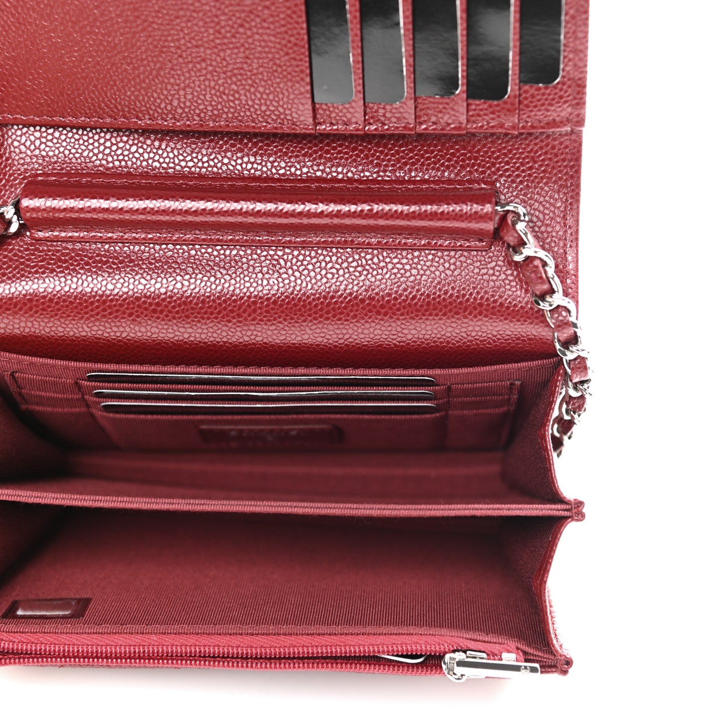 Caviar Quilted Mini Wallet On Chain WOC Red