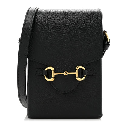 Gucci Dollar Calfskin Vertical Horsebit 1955 Crossbody Bag Black 1 of 14