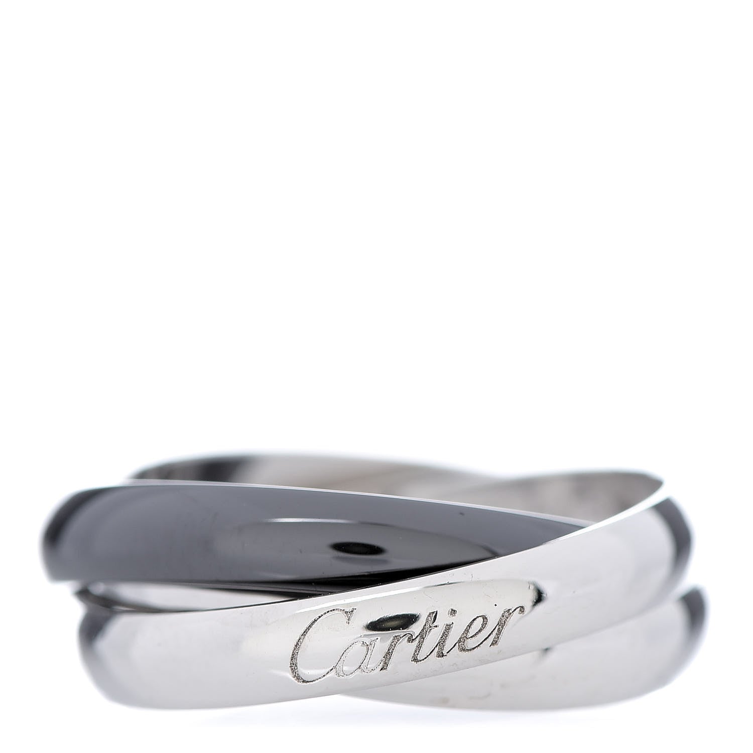 Cartier 18K White Gold Black Ceramic Trinity Ring 58 8.5 1 of 6