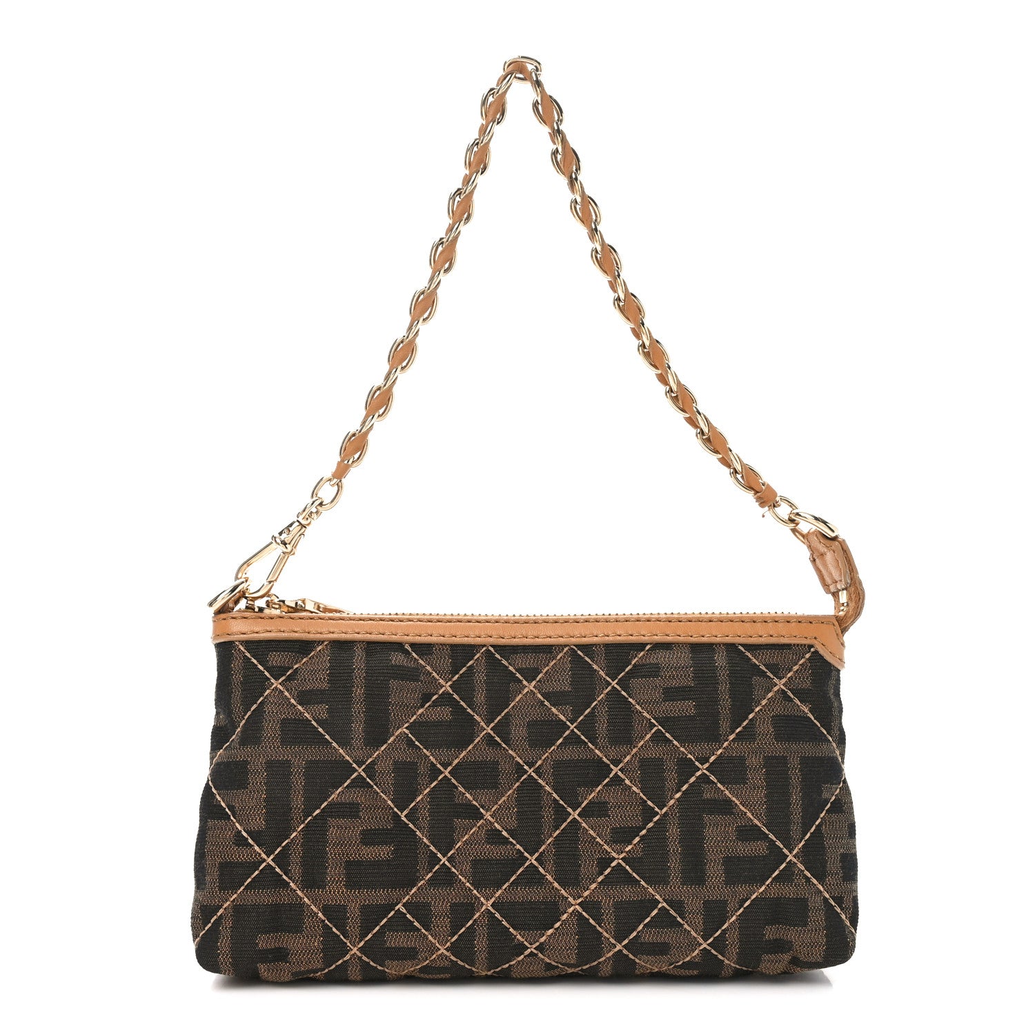 Fendi Zucca Quilted Pochette Tobacco 1 of 11
