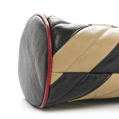 Gucci Azalea Calfskin Matelasse Diagonal Patchwork Mini Torchon GG Marmont 2.0 Bucket Bag Black Beige Romantic Cerise 10 of 11