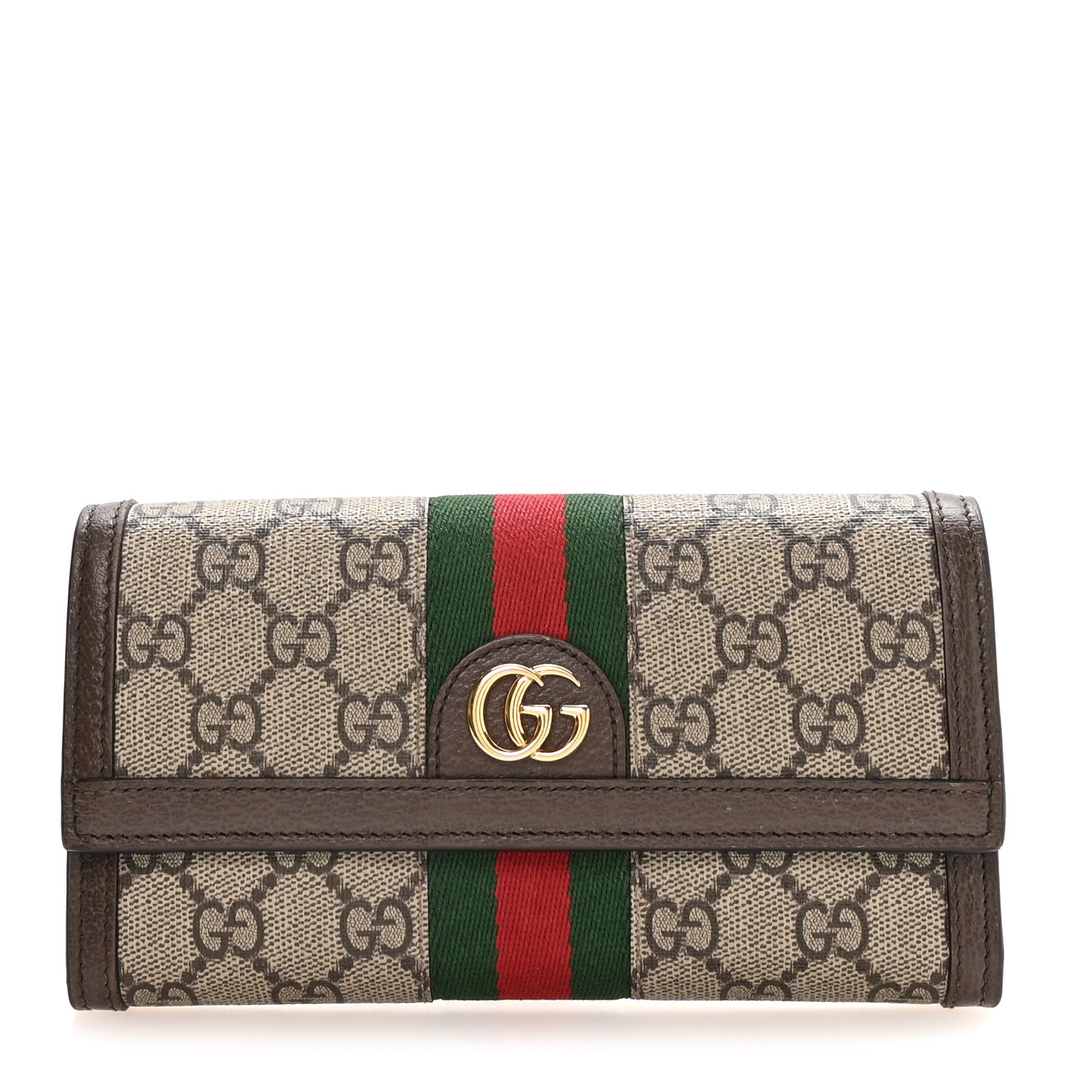 Gucci GG Supreme Monogram Web Ophidia Continental Wallet Brown 1 of 9
