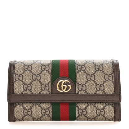 Gucci GG Supreme Monogram Web Ophidia Continental Wallet Brown 1 of 9