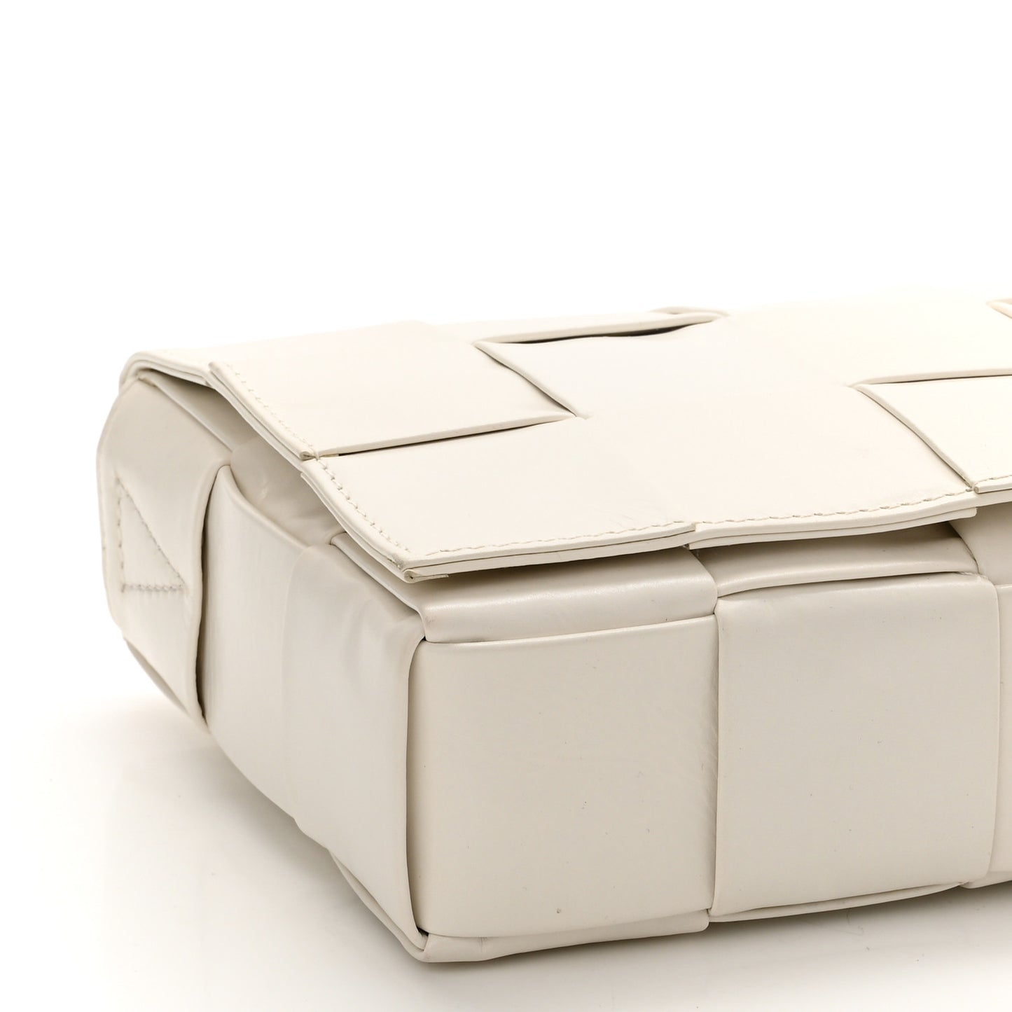 Paper Calfskin Maxi Intreccio Cassette Crossbody Bag White