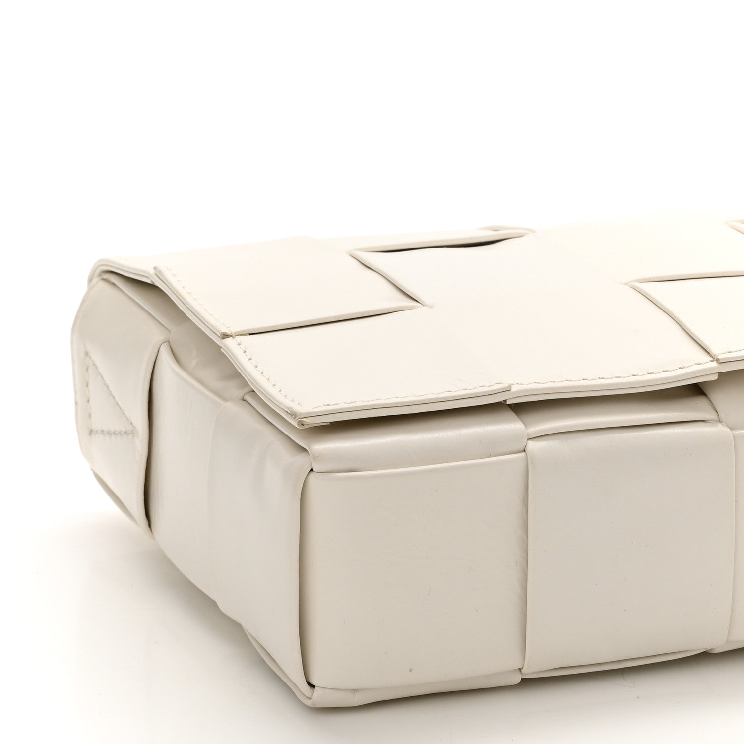 Bottega Veneta Paper Calfskin Maxi Intreccio Cassette Crossbody Bag White 8 of 11