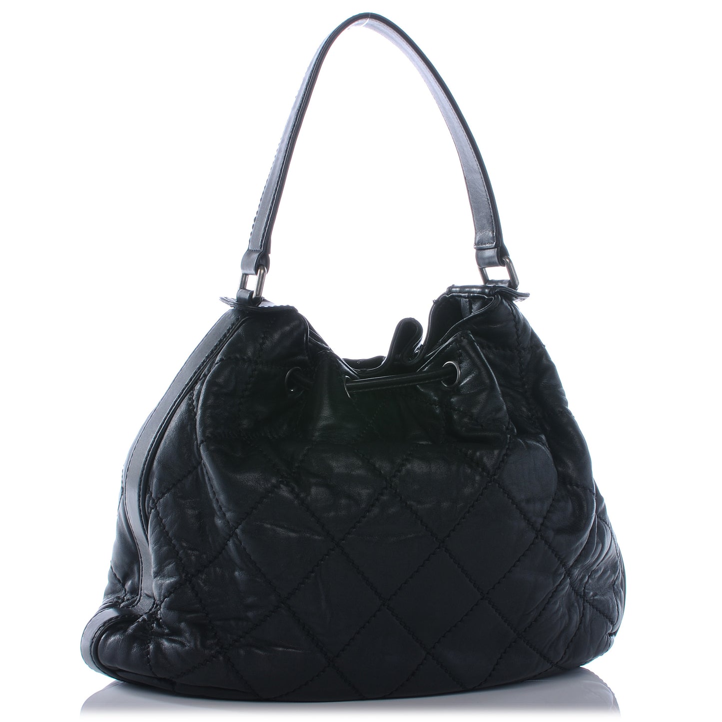 Calfskin Drawstring Bag Black