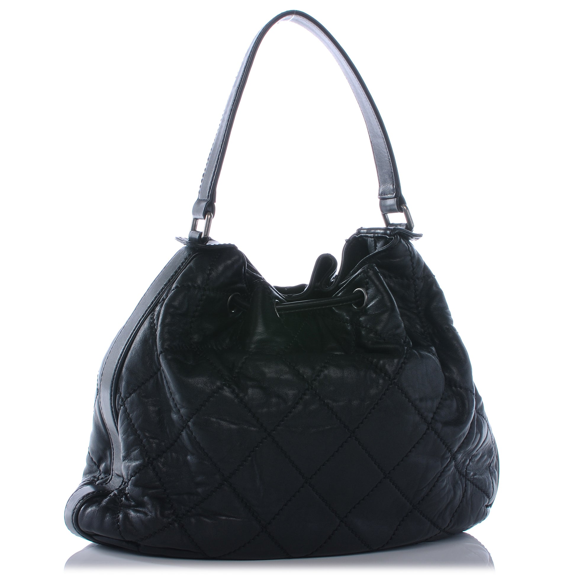 Chanel Calfskin Drawstring Bag Black 3 of 7