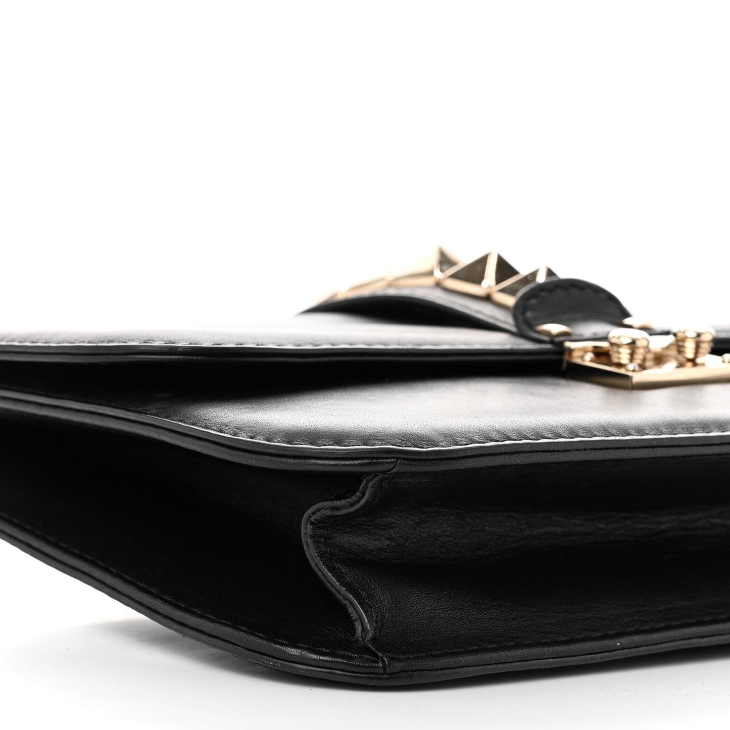 Vitello Medium Glam Lock Rockstud Flap Black