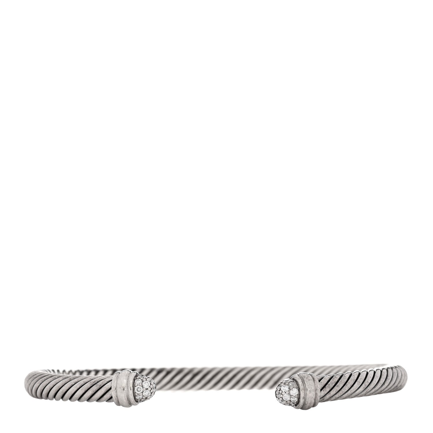 David Yurman Sterling Silver Pave Diamond 5mm Cable Classics Bracelet 1 of 3