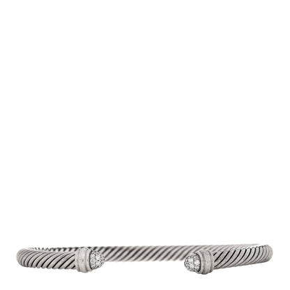 David Yurman Sterling Silver Pave Diamond 5mm Cable Classics Bracelet 1 of 3
