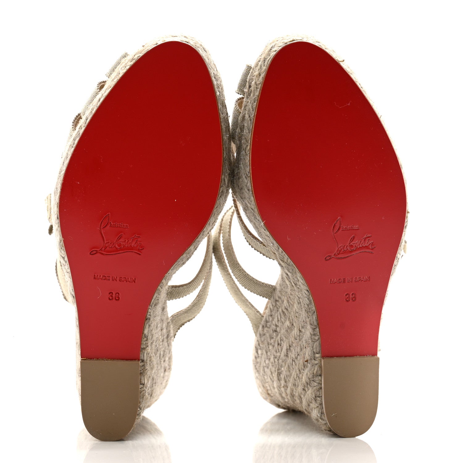 Christian Louboutin Metallic Ribbon Rope Delfin 120 Espadrille Wedges 38 Antic Silver Grezzo 5 of 9