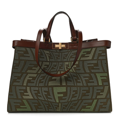 Fendi X SARAH COLEMAN Canvas FF Fish Eye Embroidered Medium Peekaboo X-Tote Amazzonia Ghianda 1 of 9