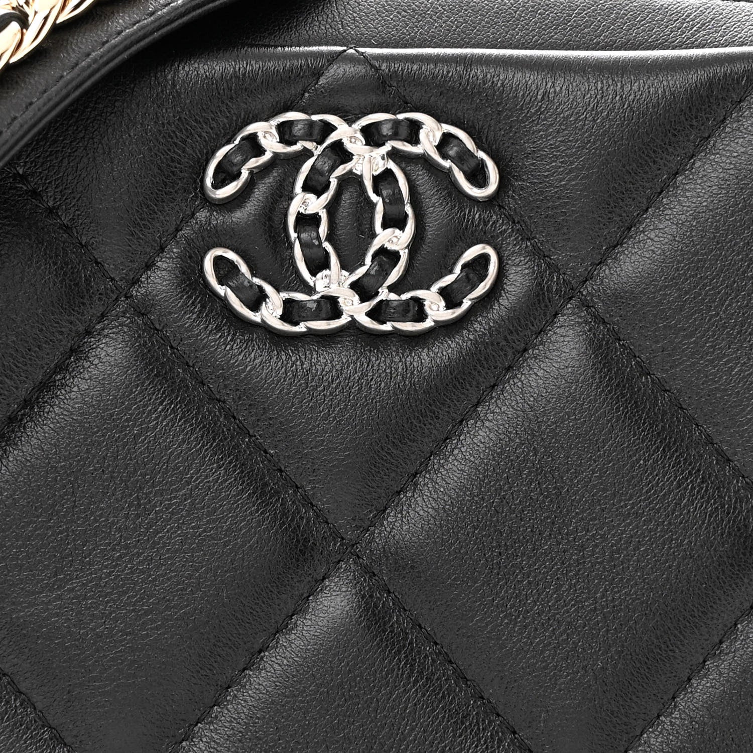 Chanel Goatskin Quilted Chanel 19 Camera Crossbody Case Black 8 of 11