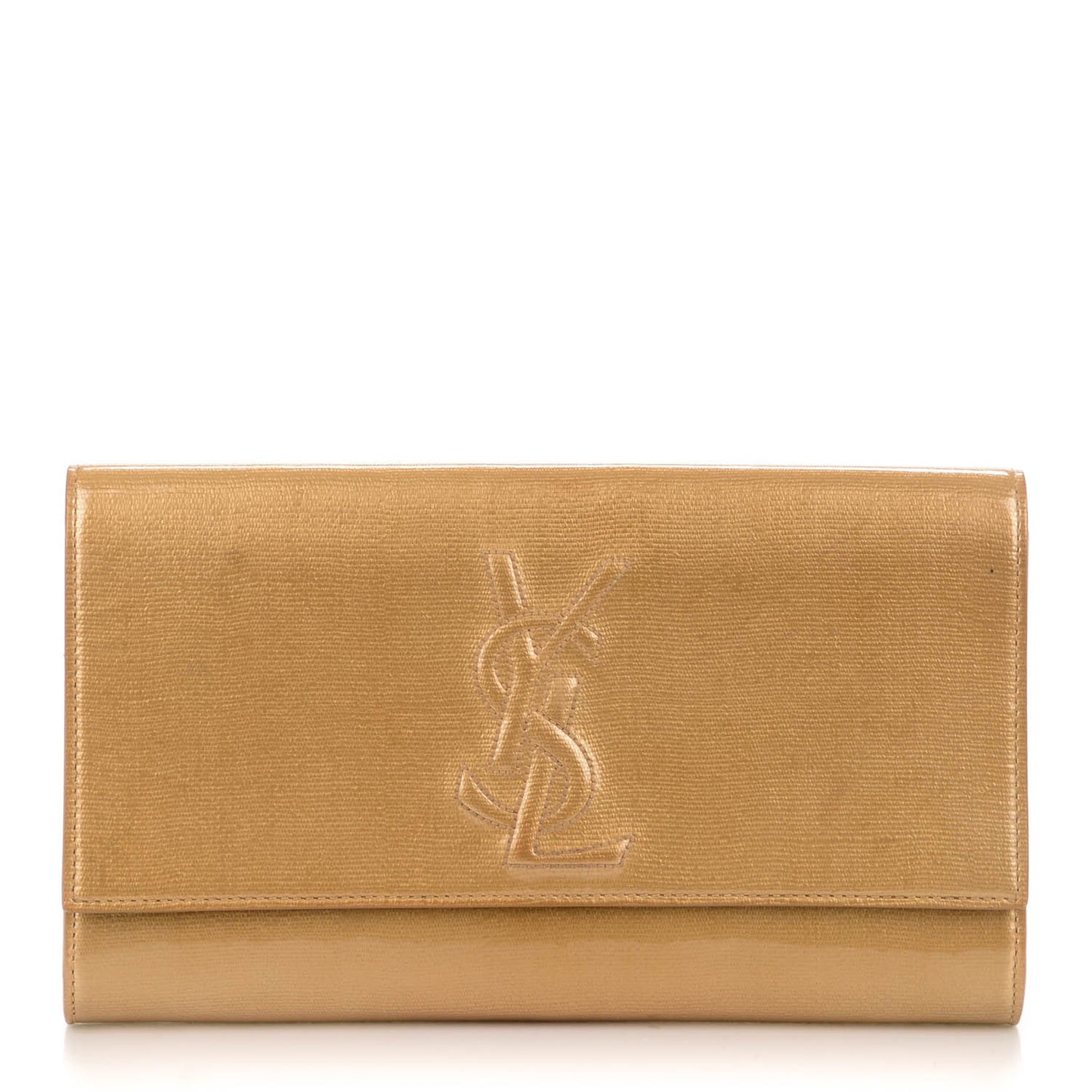 Patent Textile Large Belle De Jour Clutch Beige