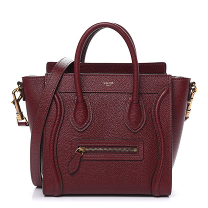 Celine Smooth Calfskin Goatskin Nano Luggage Burgundy 2 of 10