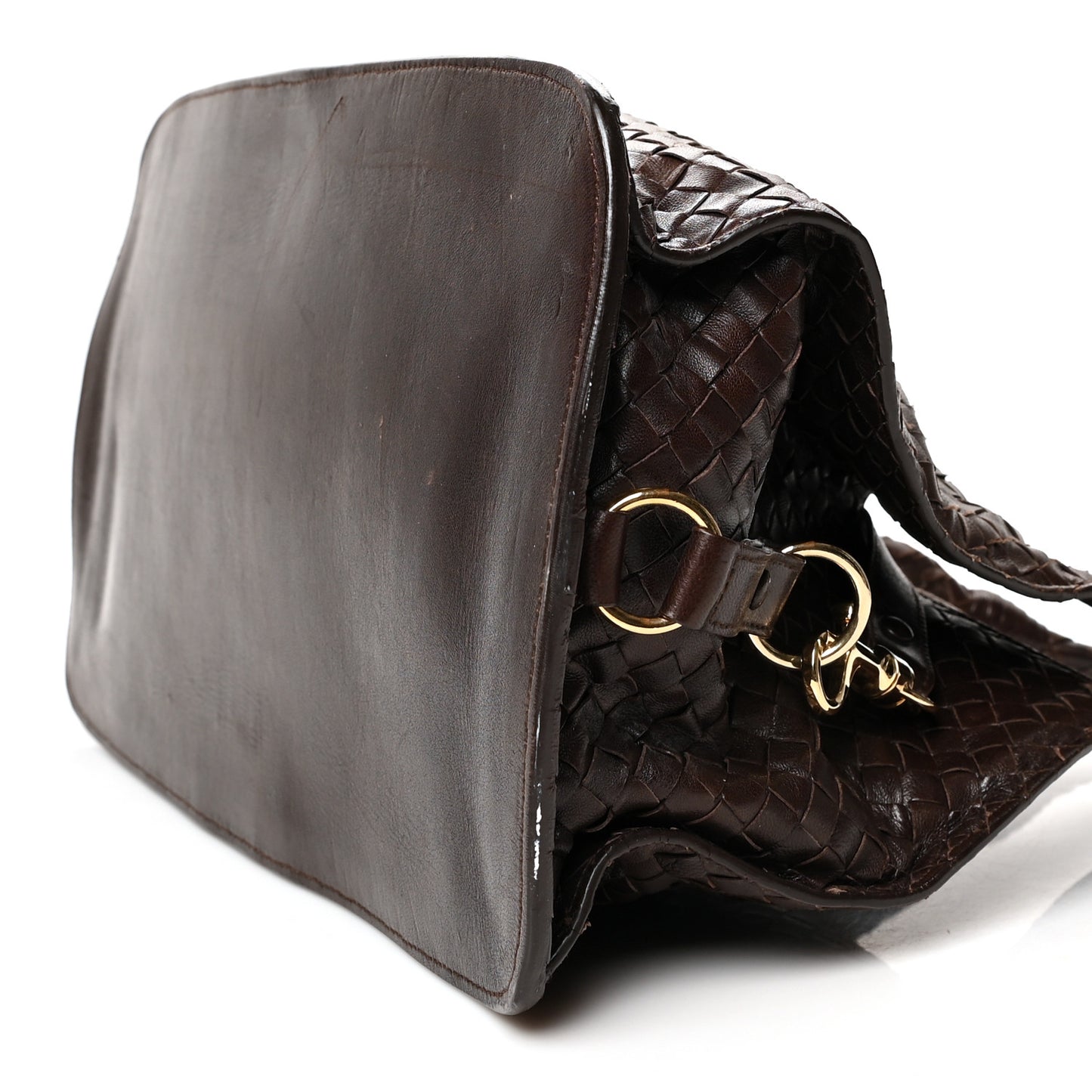 Nappa Intrecciato Shoulder Bag Ebano