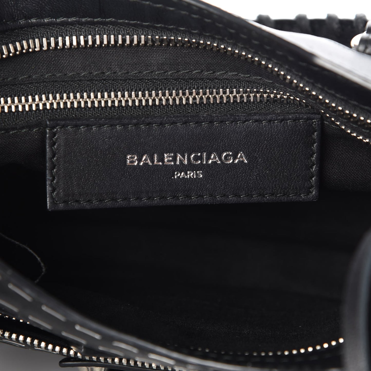 Calfskin Topstitch Classic Silver Hardware Mini City Black