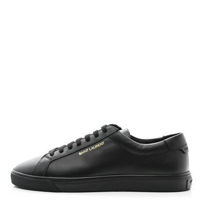Saint Laurent Calfskin Andy Low Top Sneakers 38.5 Black 1 of 9