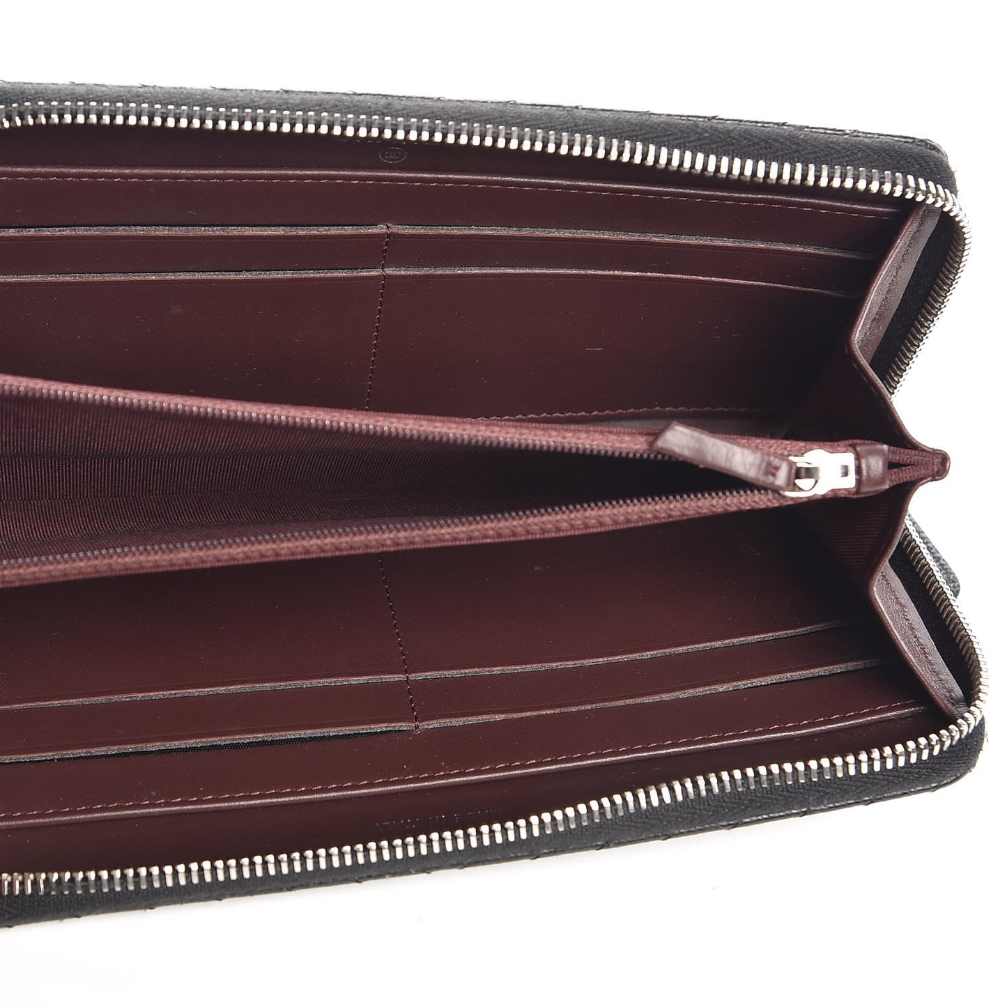 Caviar Chevron Quilted Large Gusset Zip Around Wallet Black