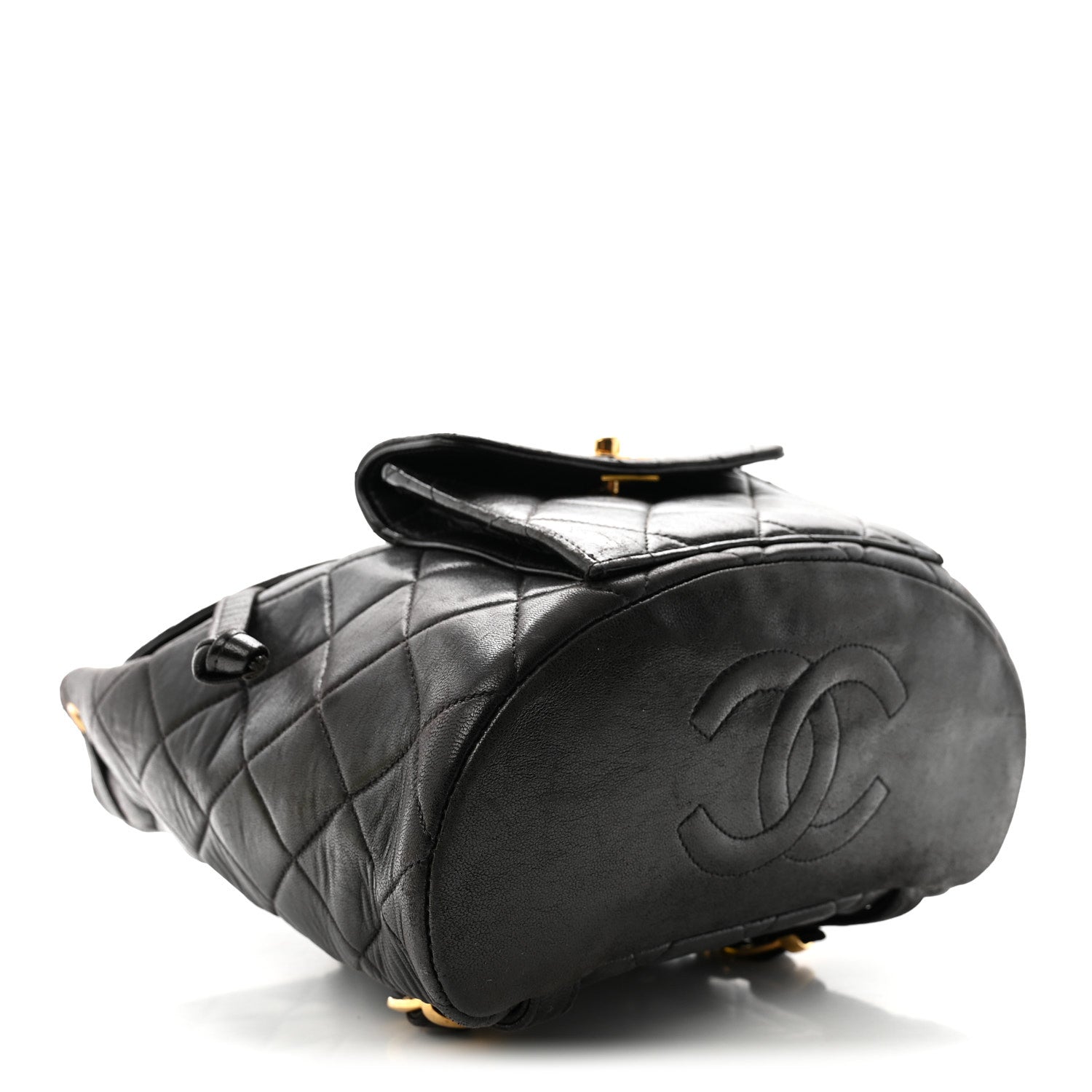 Chanel Lambskin Quilted Drawstring Backpack Black 4 of 12