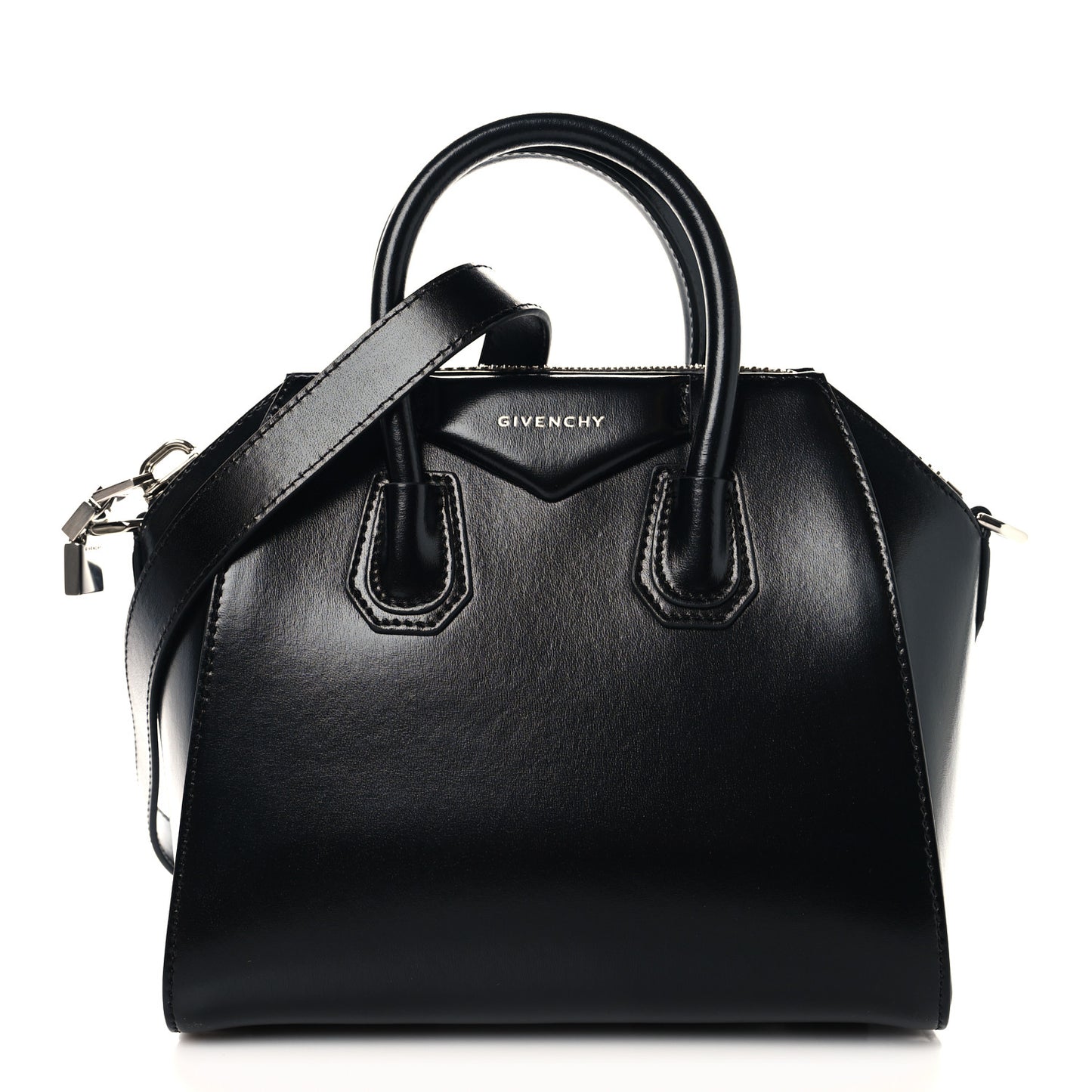 Shiny Lord Calfskin Mini Antigona Black