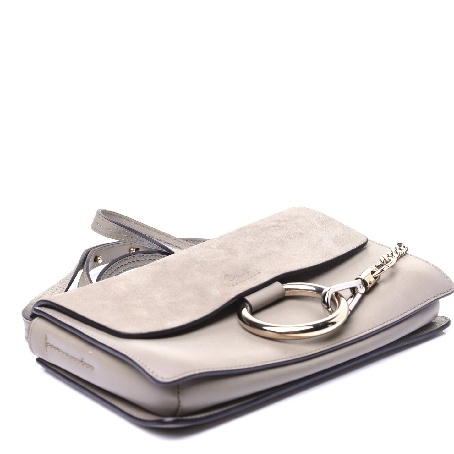Suede Calfskin Mini Faye Shoulder Bag Motty Grey