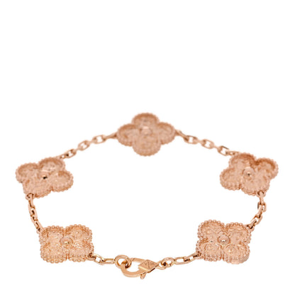 Van Cleef & Arpels 18K Rose Gold 5 Motifs Vintage Alhambra Bracelet 2 of 3