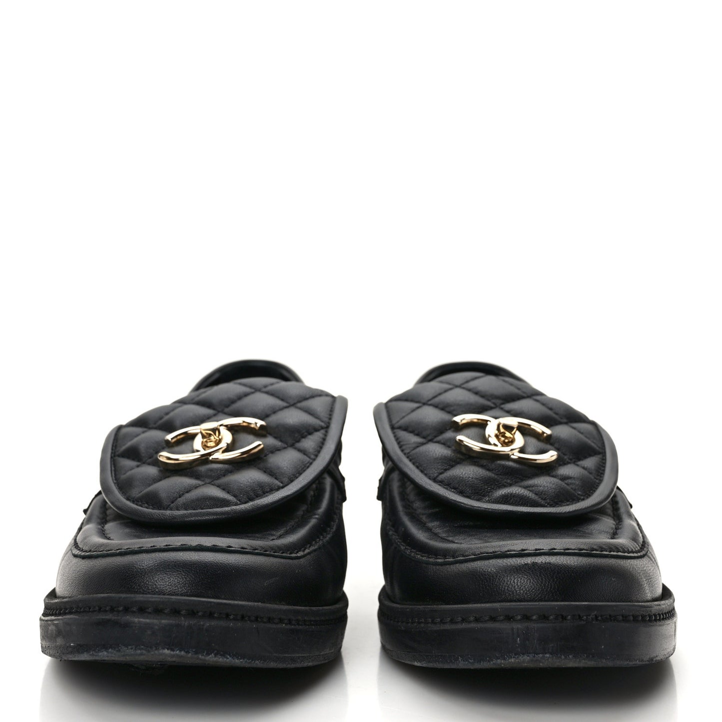 Lambskin Quilted CC Turnlock Loafers 39.5 Black