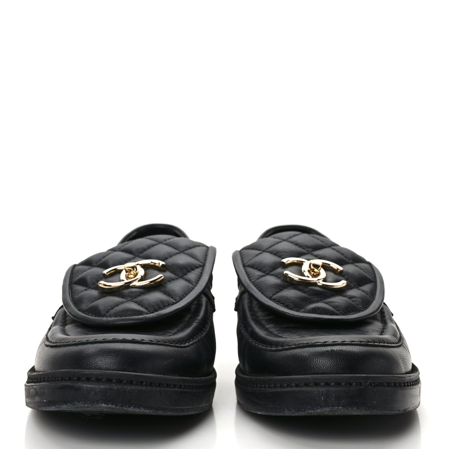 Chanel Lambskin Quilted CC Turnlock Loafers 39.5 Black 2 of 12