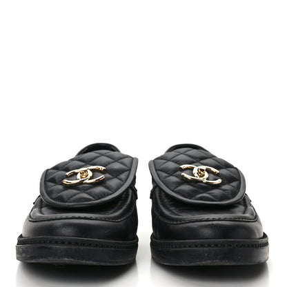 Chanel Lambskin Quilted CC Turnlock Loafers 39.5 Black 2 of 12