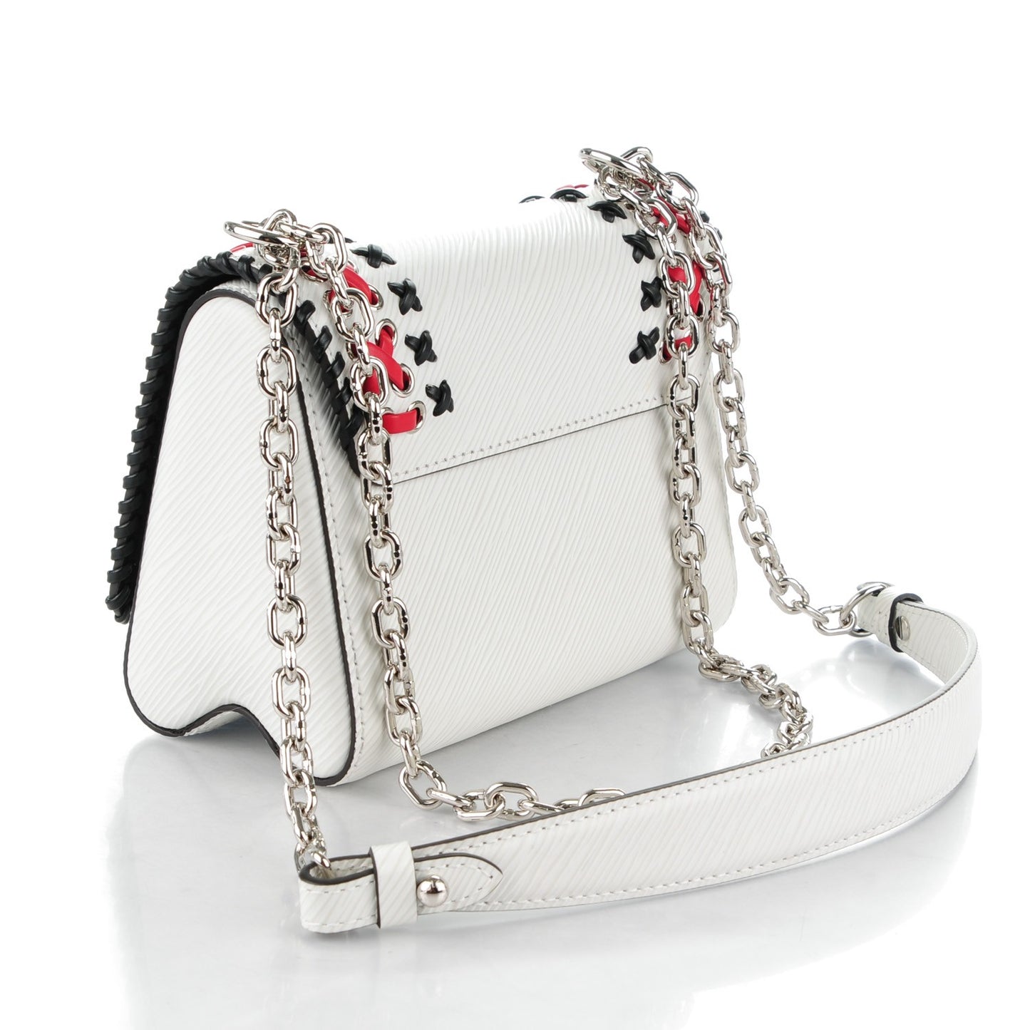 Epi Embroidered Twist Shoulder Bag PM White