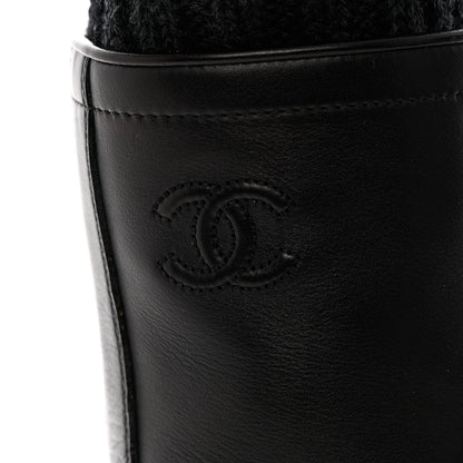 Chanel Calfskin Sock High CC Combat Boots 37 Black 7 of 13